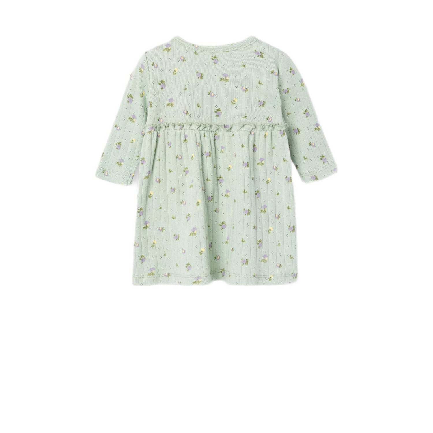 NAME IT BABY gebloemde baby jurk NBFDANINA groen