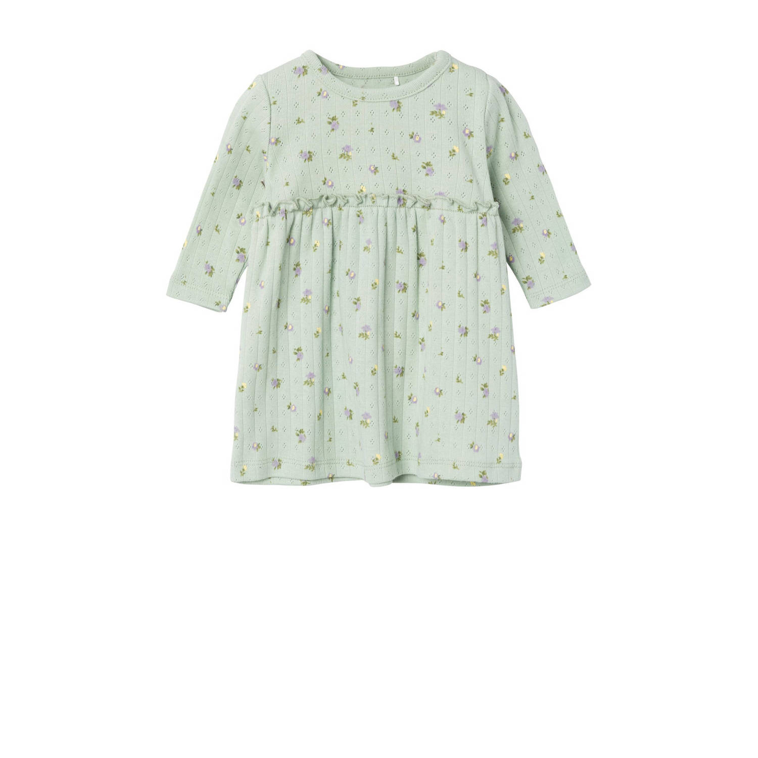 Name it BABY gebloemde baby jurk NBFDANINA groen Meisjes Biologisch katoen Ronde hals 56