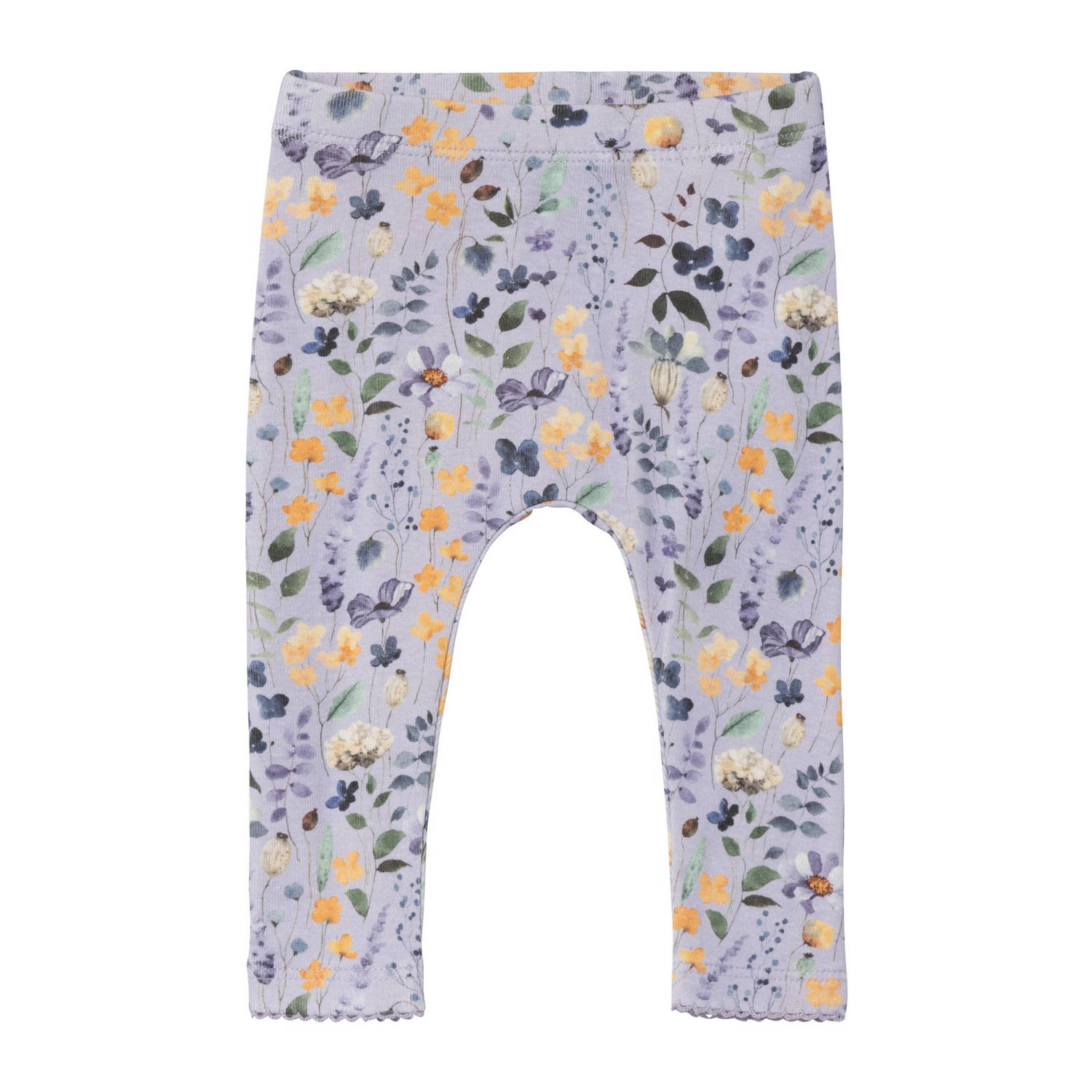 NAME IT BABY gebloemde slim fit broek NBFDUSSA lila