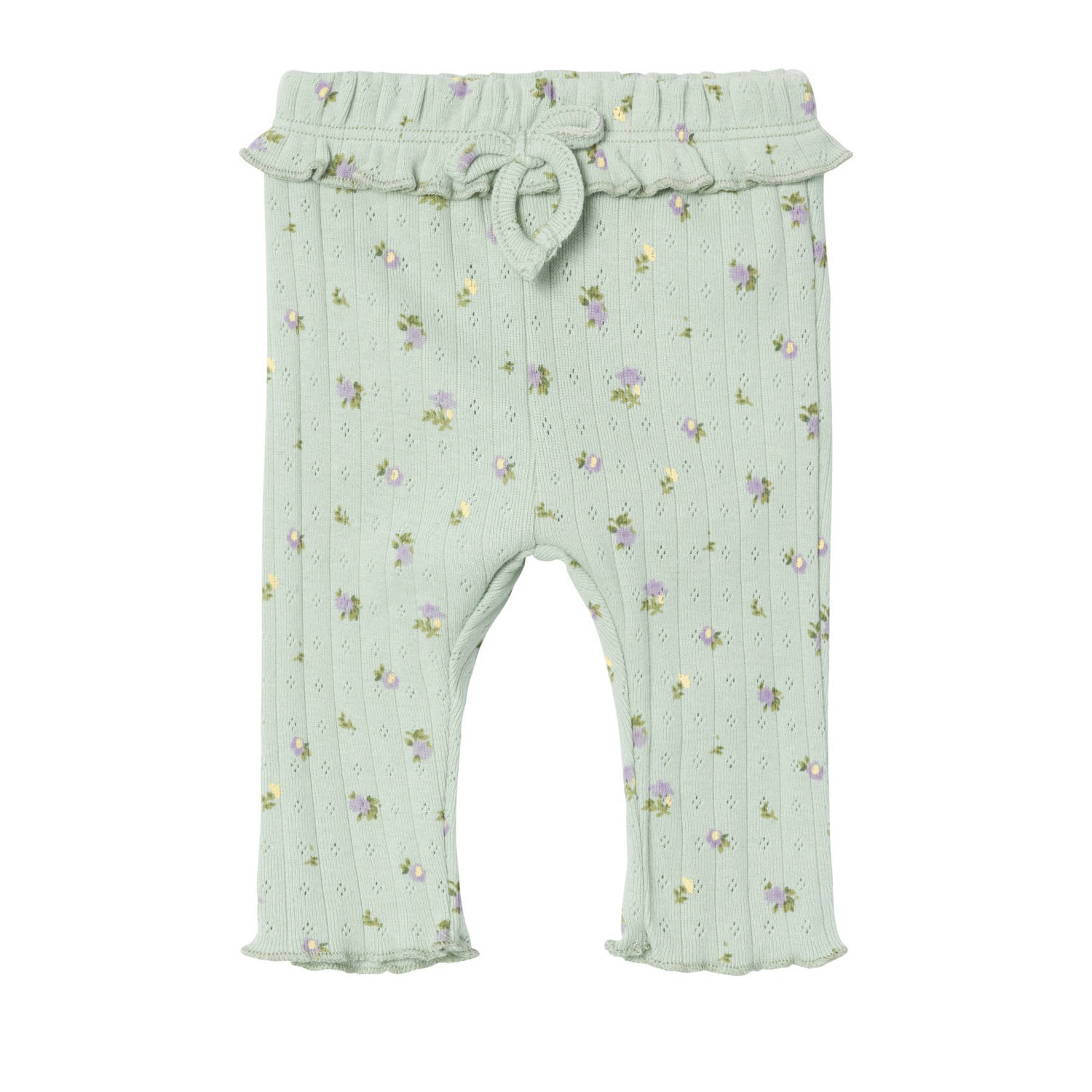 NAME IT BABY gebloemde regular fit broek NBFDANINA groen