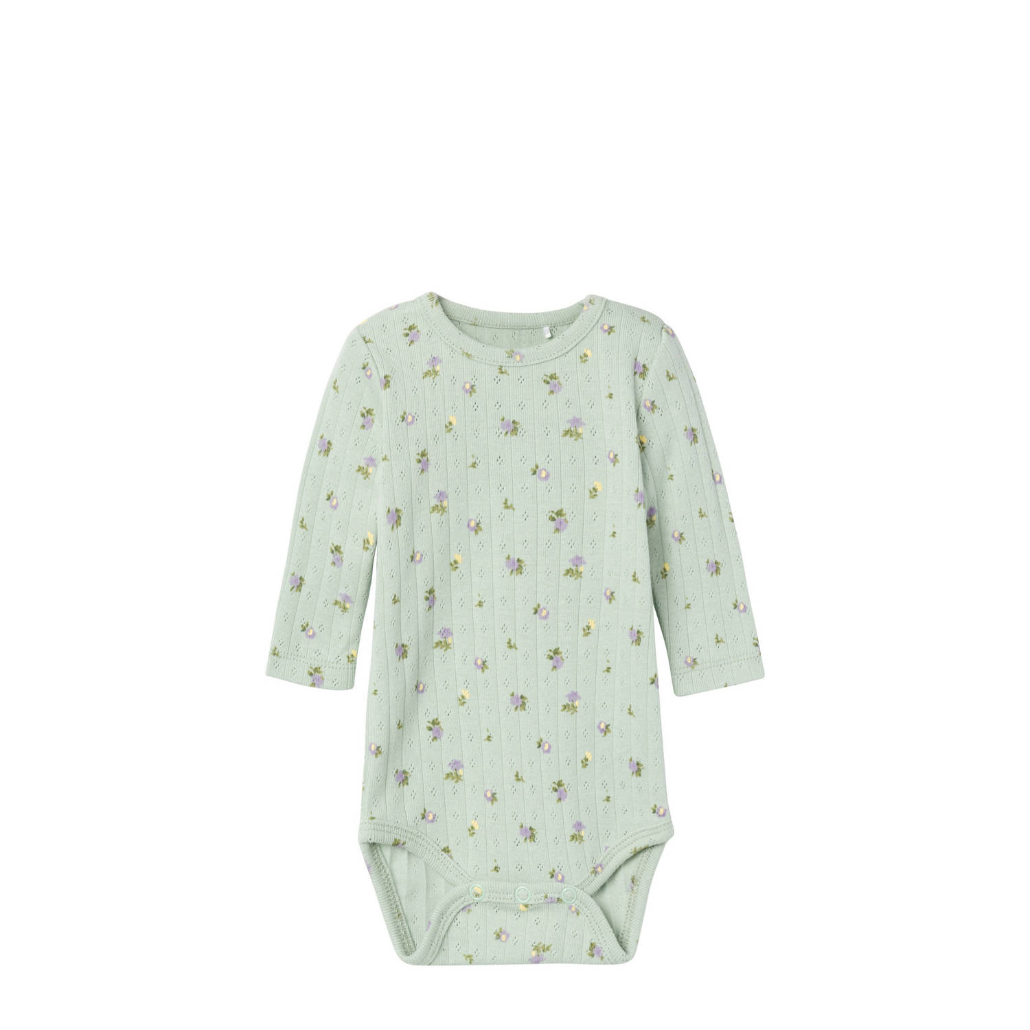 Name it BABY romper NBFDANINA groen Meisjes Katoen Ronde hals Bloemen 56