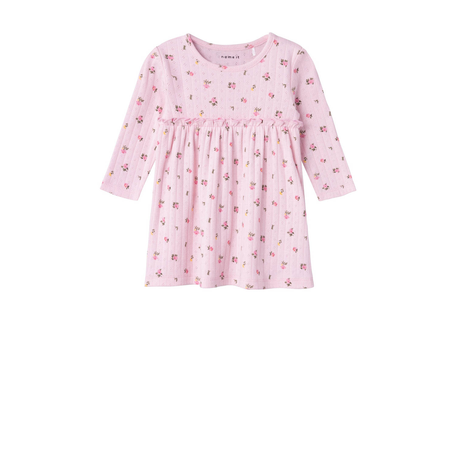 Name it BABY gebloemde baby jurk NBFDANINA roze Meisjes Biologisch katoen Ronde hals 74