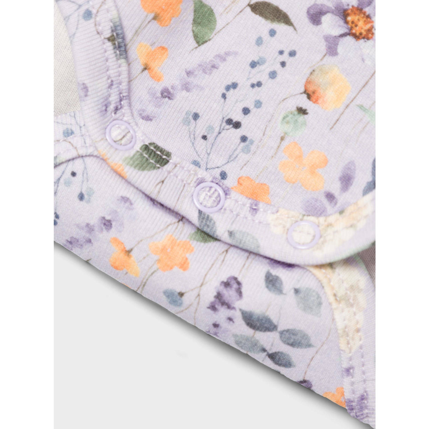 NAME IT BABY romper NBFDUSSA met ruches en bloemen lila