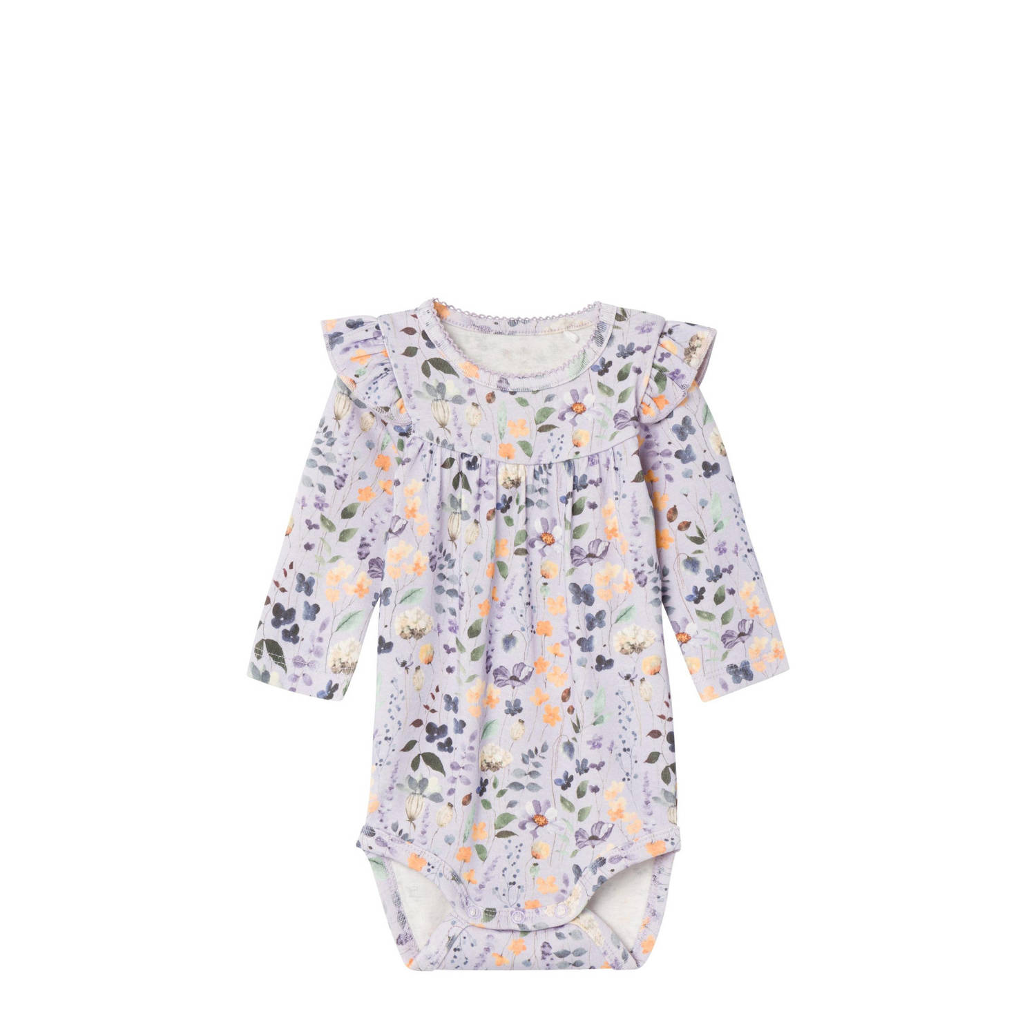 NAME IT BABY romper NBFDUSSA met ruches en bloemen lila