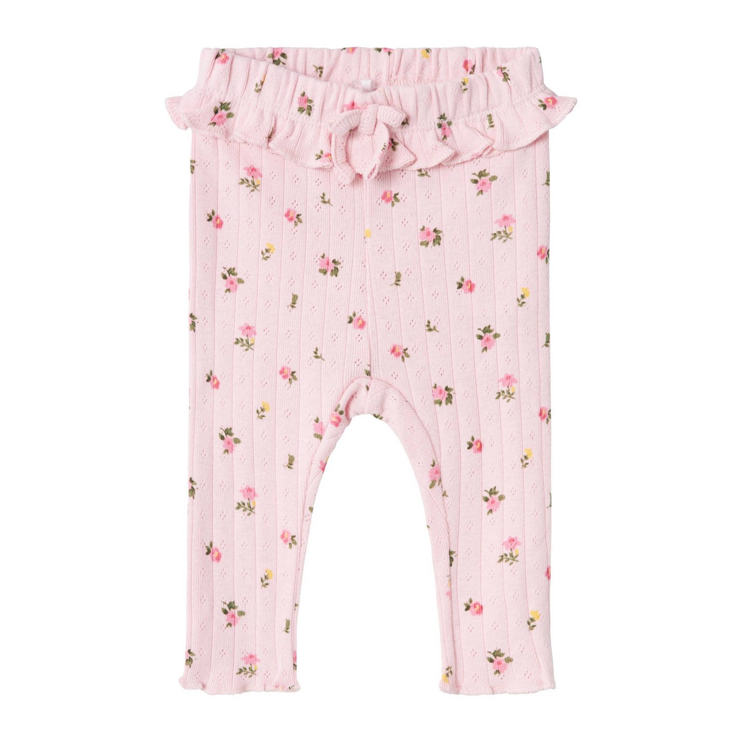 NAME IT BABY gebloemde regular fit broek NBFDANINA roze