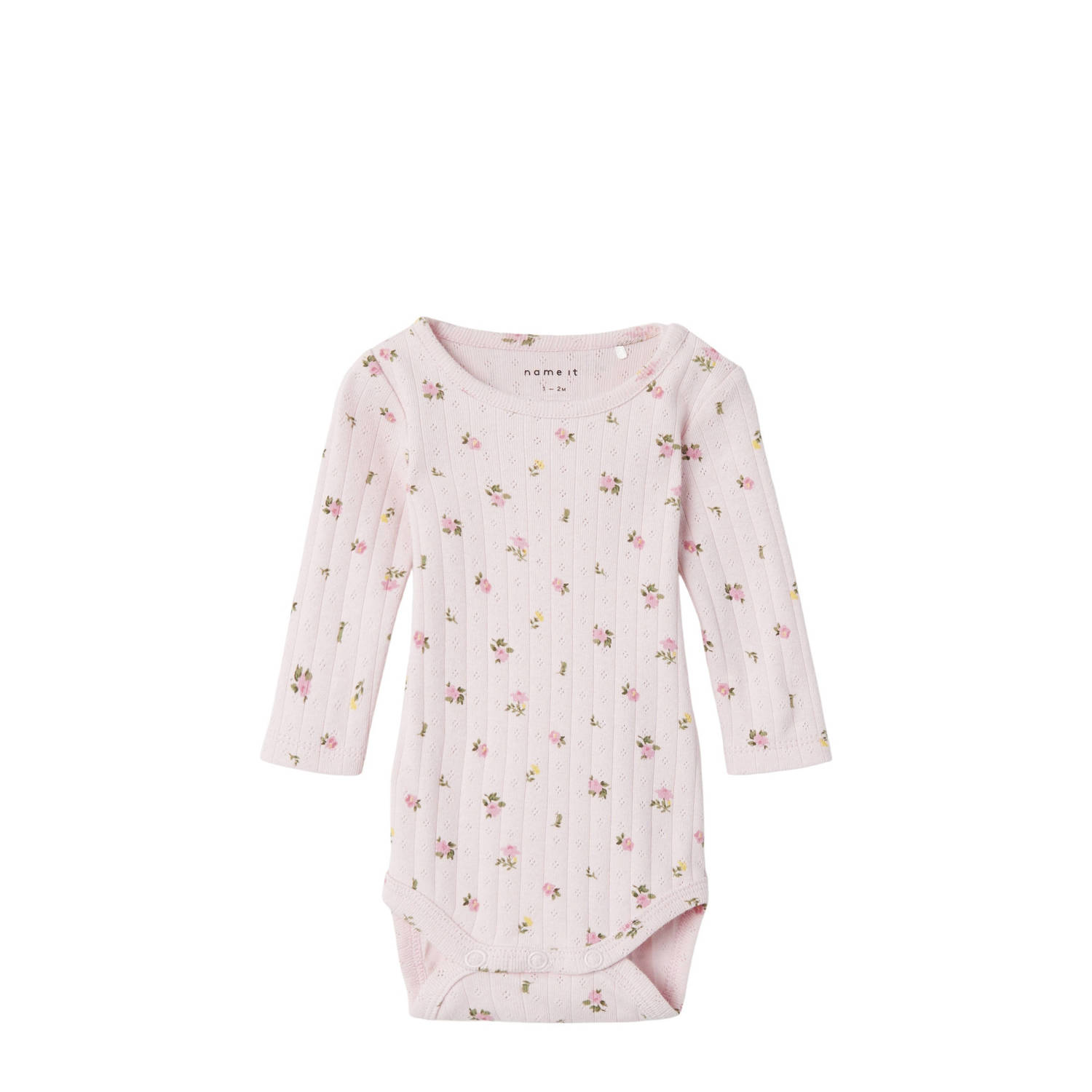 Name it BABY romper NBFDANINA roze Meisjes Katoen Ronde hals Bloemen 56