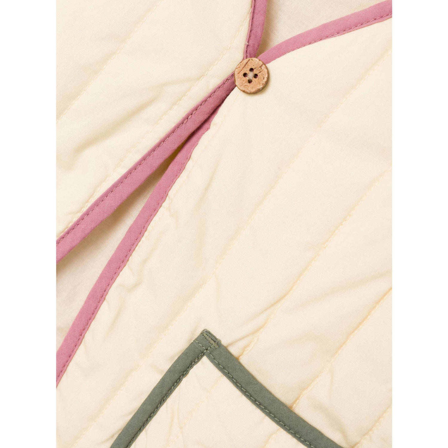 LIL' ATELIER MINI gilet NMFDUNNA met backprint en borduursels ecru roze groen