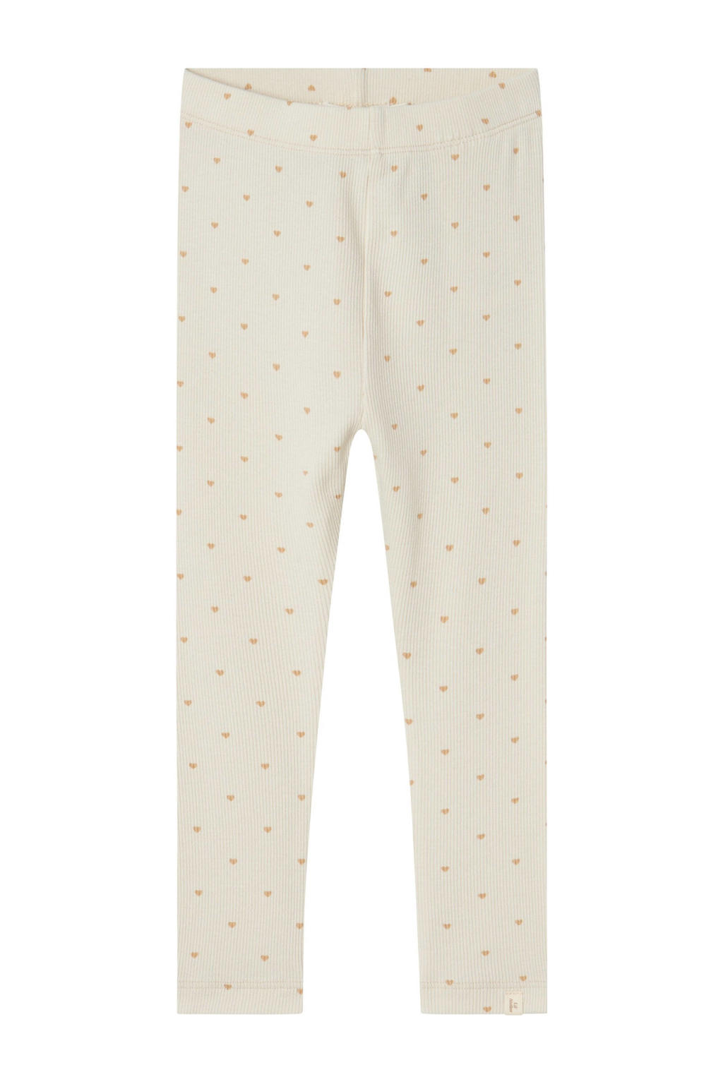 Roze meisjes LIL' ATELIER MINI legging offwhite van katoen met slim fit, elastische tailleband en hartjesprint