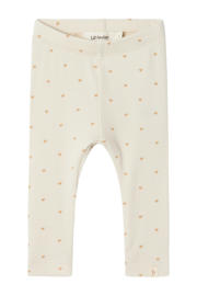thumbnail: Ecru en roze meisjes LIL' ATELIER BABY baby regular fit broek van katoen met elastische tailleband en hartjesprint