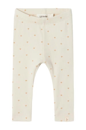 baby regular fit broek NBFGAGO met hartjes ecru/roze