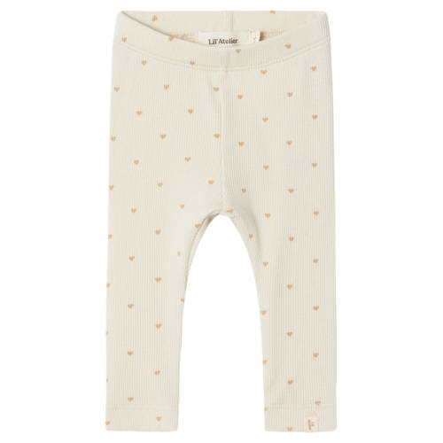 LIL' ATELIER BABY baby regular fit broek NBFGAGO met hartjes ecru/roze afbeelding
