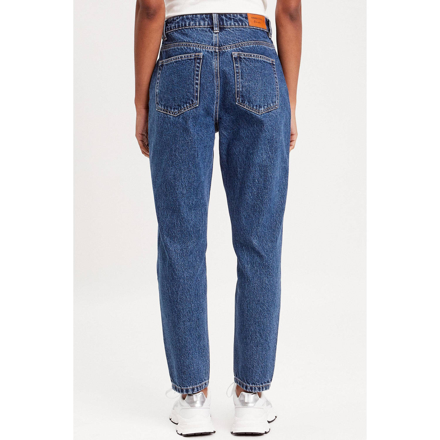Cache cropped high waist mom jeans stonewashed blue