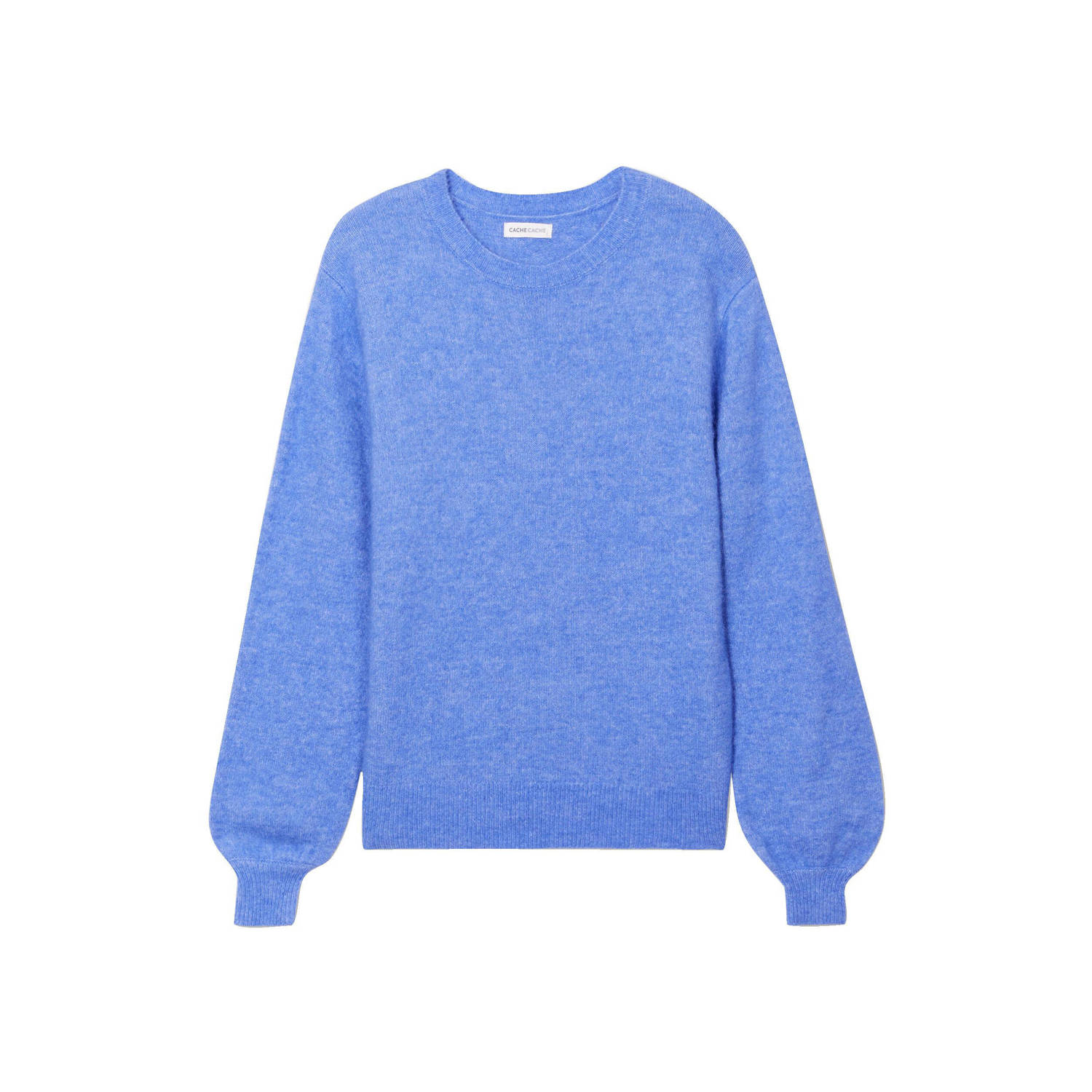 Cache fijngebreide trui met wol blauw
