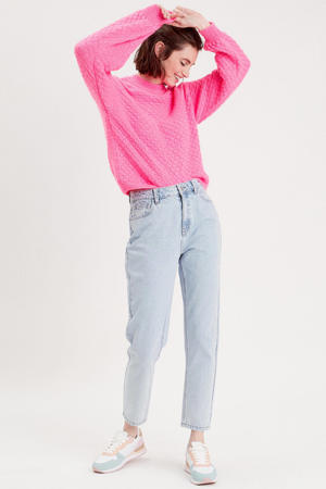cropped high waist mom jeans light blue
