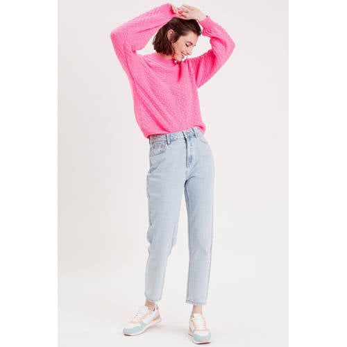 Cache Cache cropped high waist mom jeans light blue afbeelding