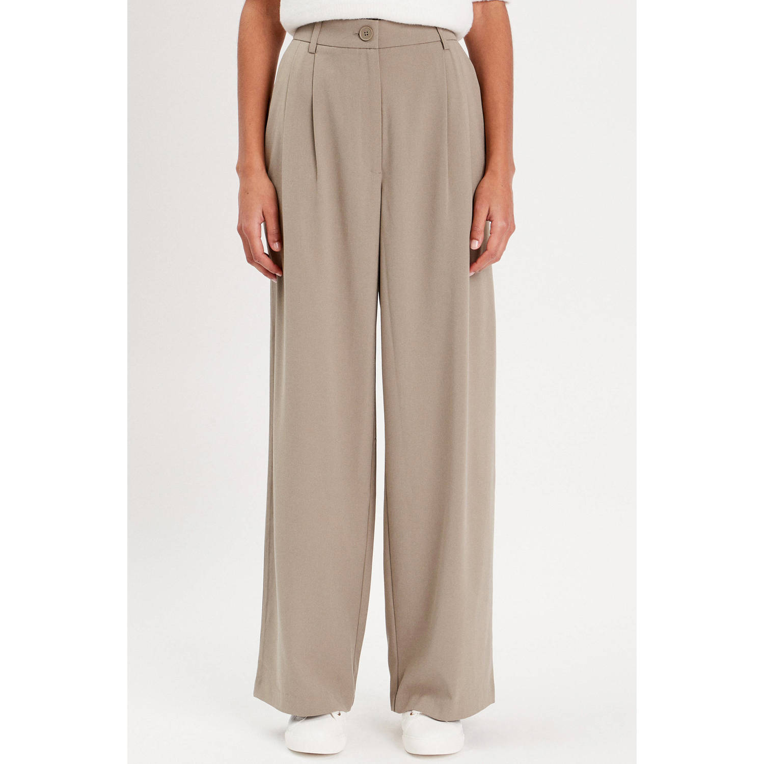 Cache high waist wide leg pantalon grijsgroen
