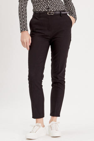 cropped high waist tapered fit pantalon zwart