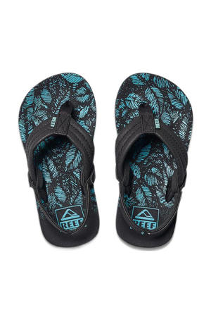 Little Ahi teenslippers zwart/aqua