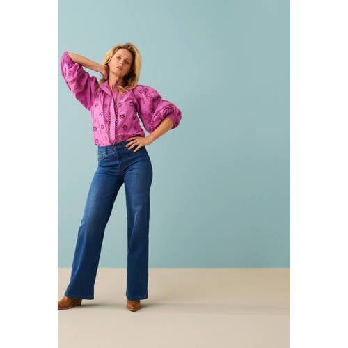 Lois wide leg jeans Palazzo teal stone afbeelding