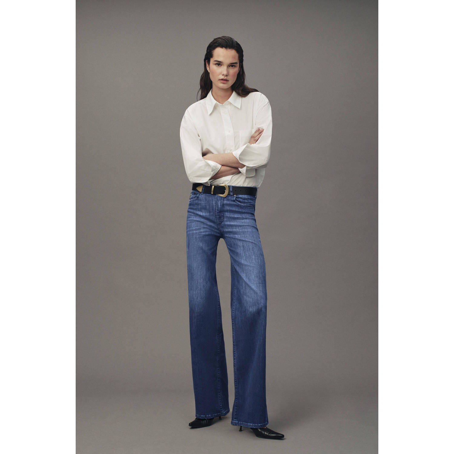 Lois wide leg jeans Palazzo teal stone