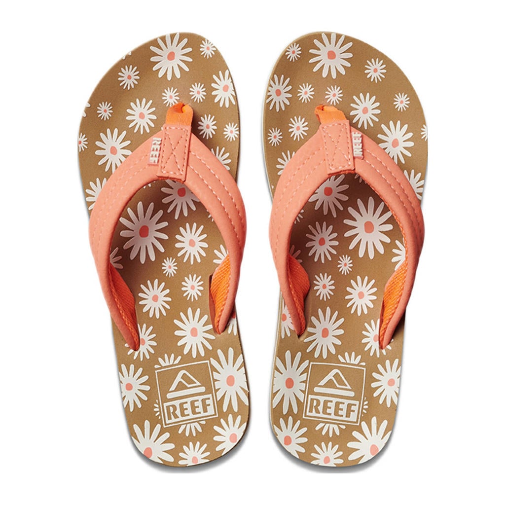 Oranje meisjes Reef Kids Ahi teenslippers van rubber