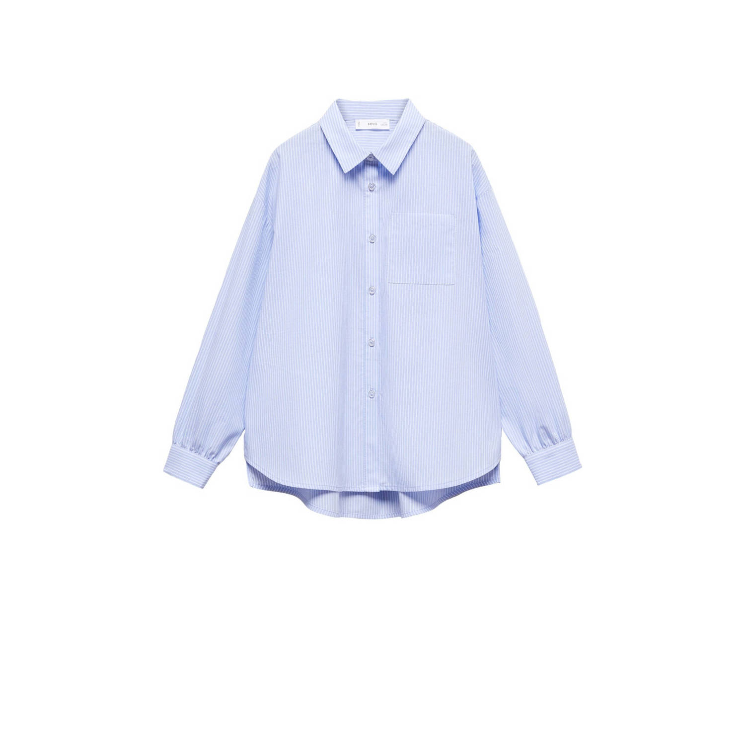 Mango Kids gestreepte blouse blauw wit Meisjes Katoen Klassieke kraag Streep 122