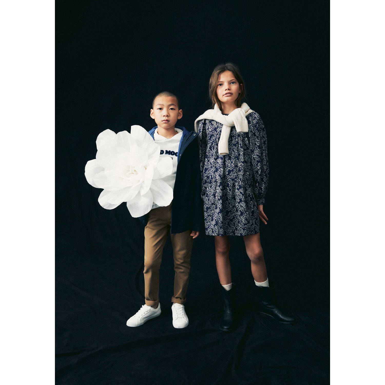 Mango Kids jurk met all over print donkerblauw lichtroze