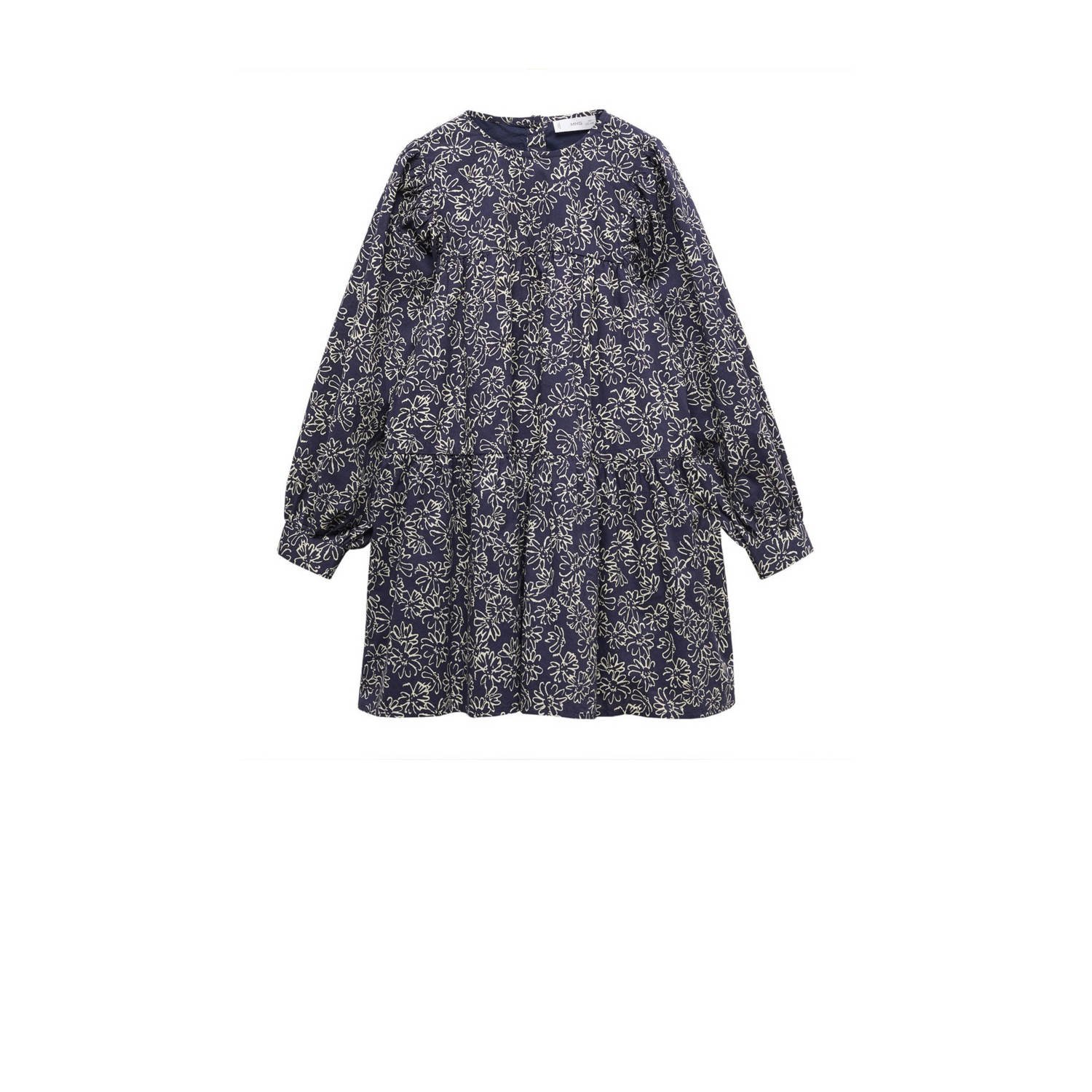 Mango Kids jurk met all over print donkerblauw lichtroze