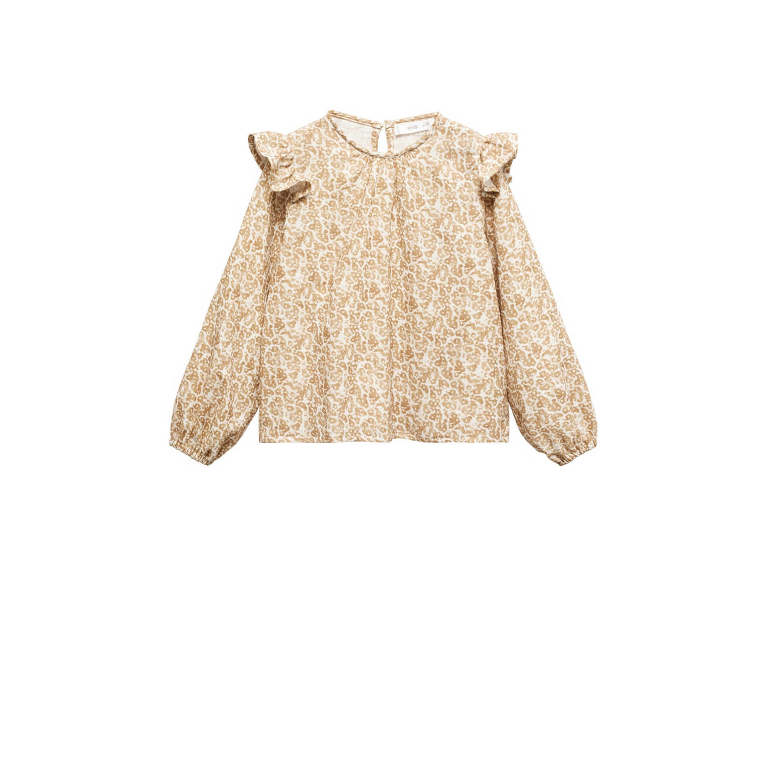 Mango Kids top met all over print donkergeel Meisjes Katoen Ronde hals 116