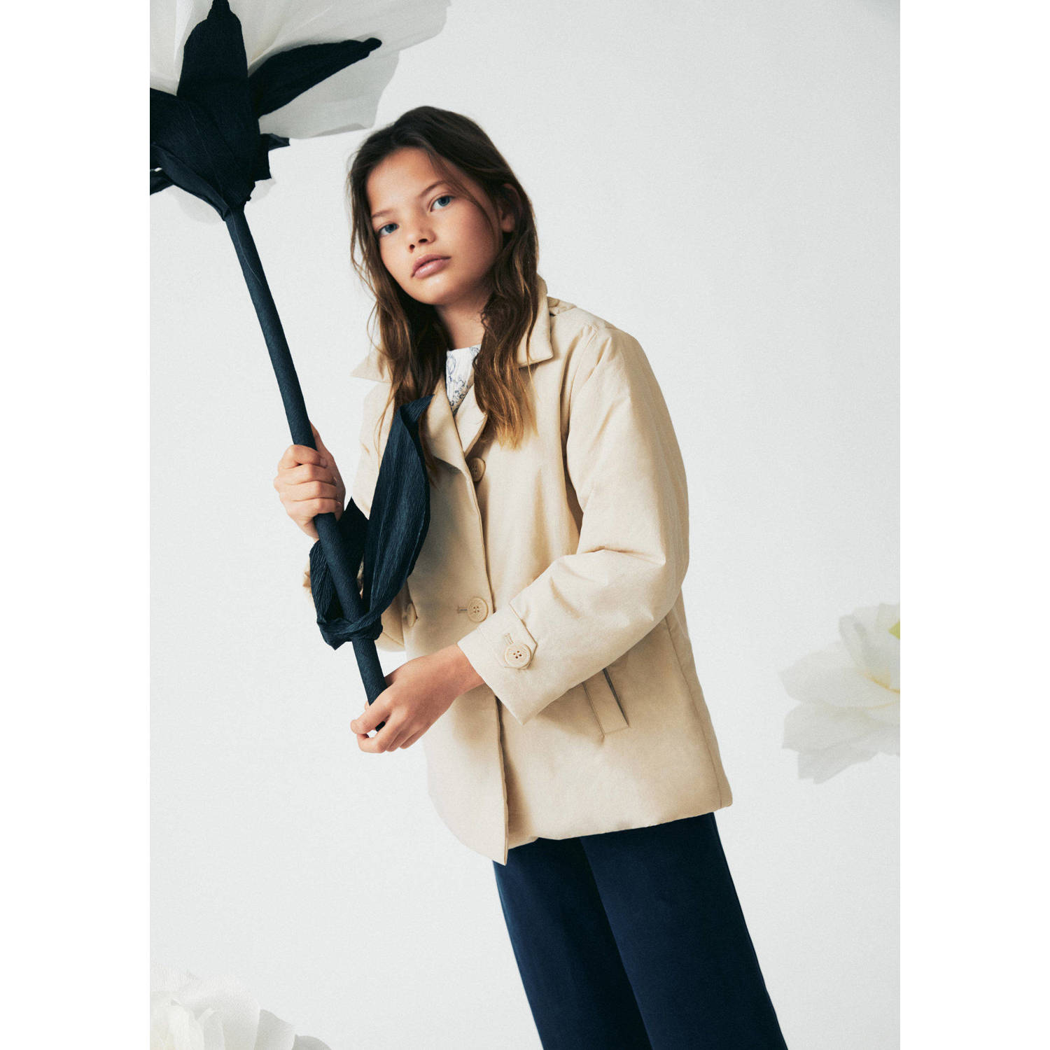 Mango Kids coat zomer middenbruin