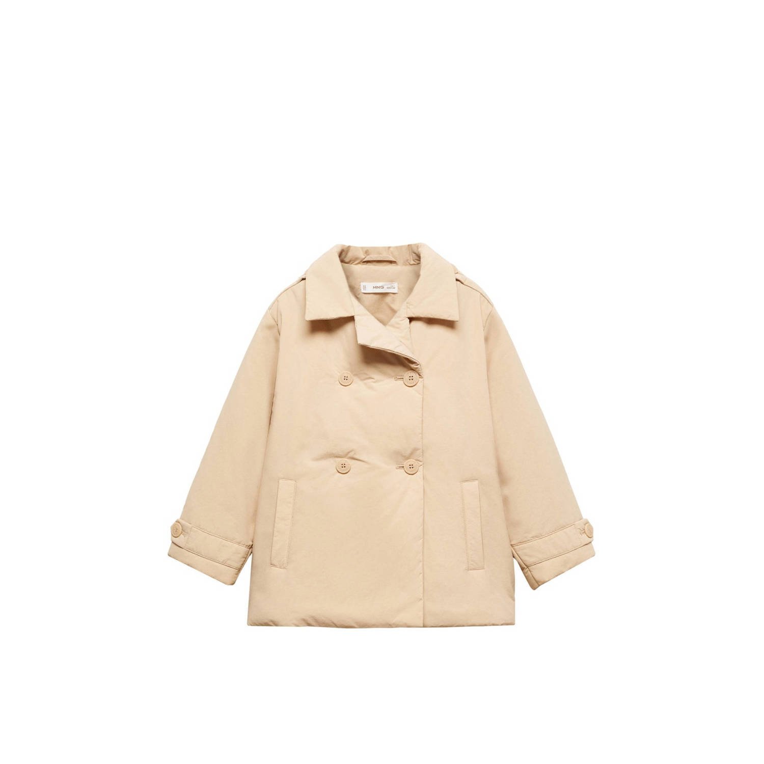 Mango Kids coat zomer middenbruin Jas Beige Meisjes Polyamide Klassieke kraag 134