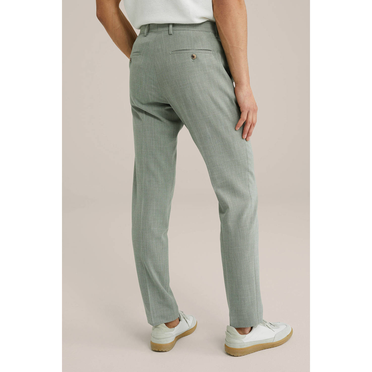 WE Fashion slim fit pantalon grijsgroen