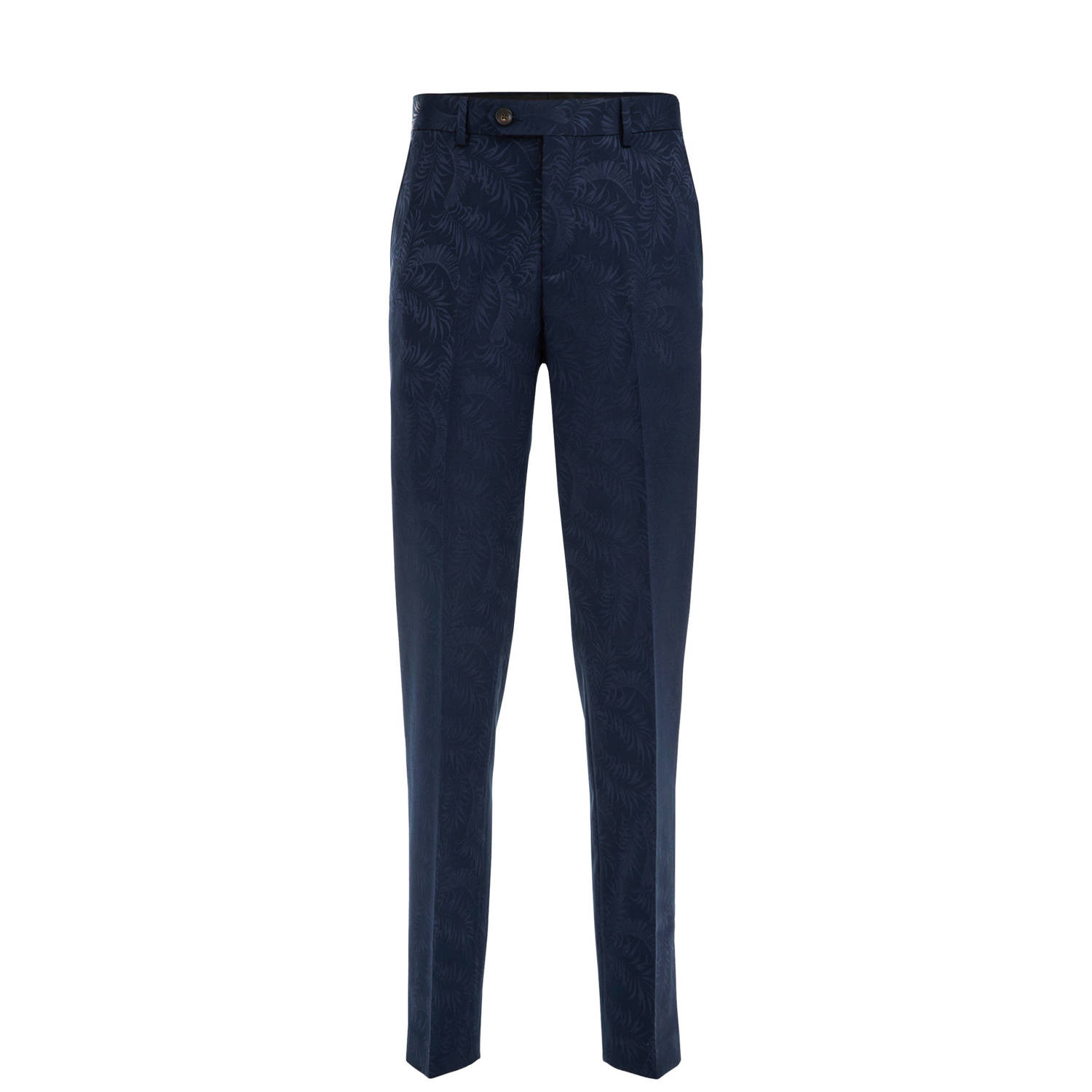 WE Fashion slim fit pantalon met all over print blue depth