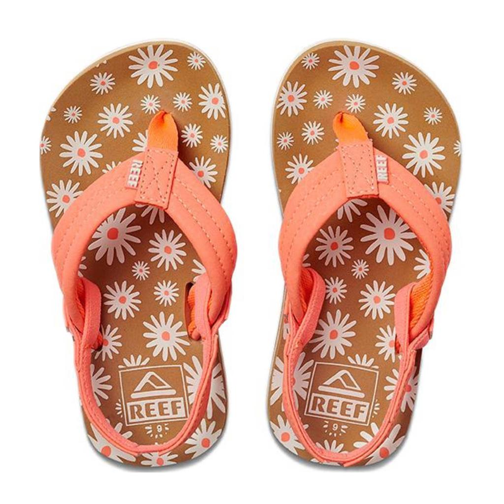 Zalmkleurige meisjes Reef Little Ahi teenslippers met hielbandje van textiel