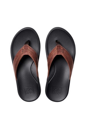 Cushion Phantom 2.0 leren teenslippers cognac