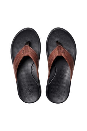 Cushion Phantom 2.0 leren teenslippers cognac