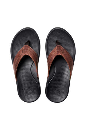 Cushion Phantom 2.0 leren teenslippers cognac