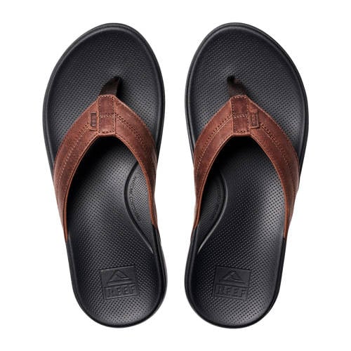 Reef Cushion Phantom 2.0 leren teenslippers cognac afbeelding