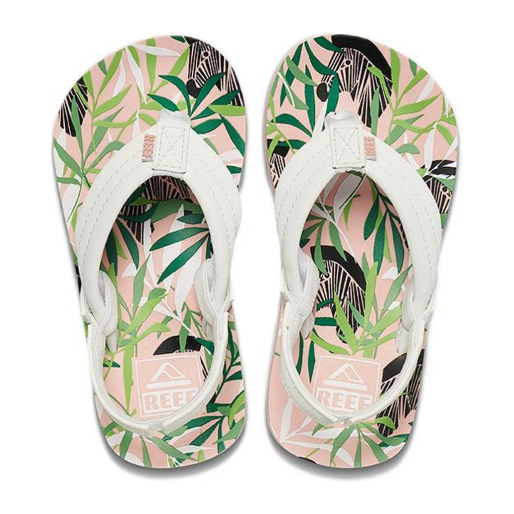 Witte meisjes Reef teenslippers met hielbandje van rubber 