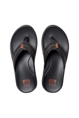 Cushion Phantom 2.0 leren teenslippers zwart/koffie