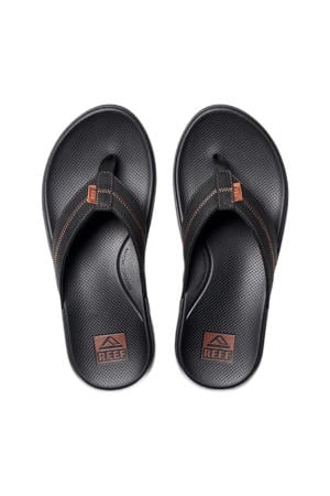Cushion Phantom 2.0 leren teenslippers zwart/koffie