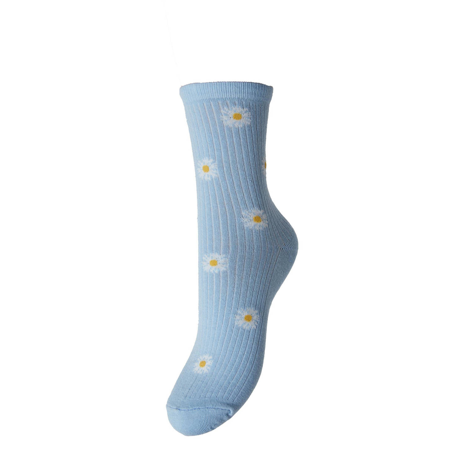 PIECES sokken met bloemenprint PCADAISY blauw