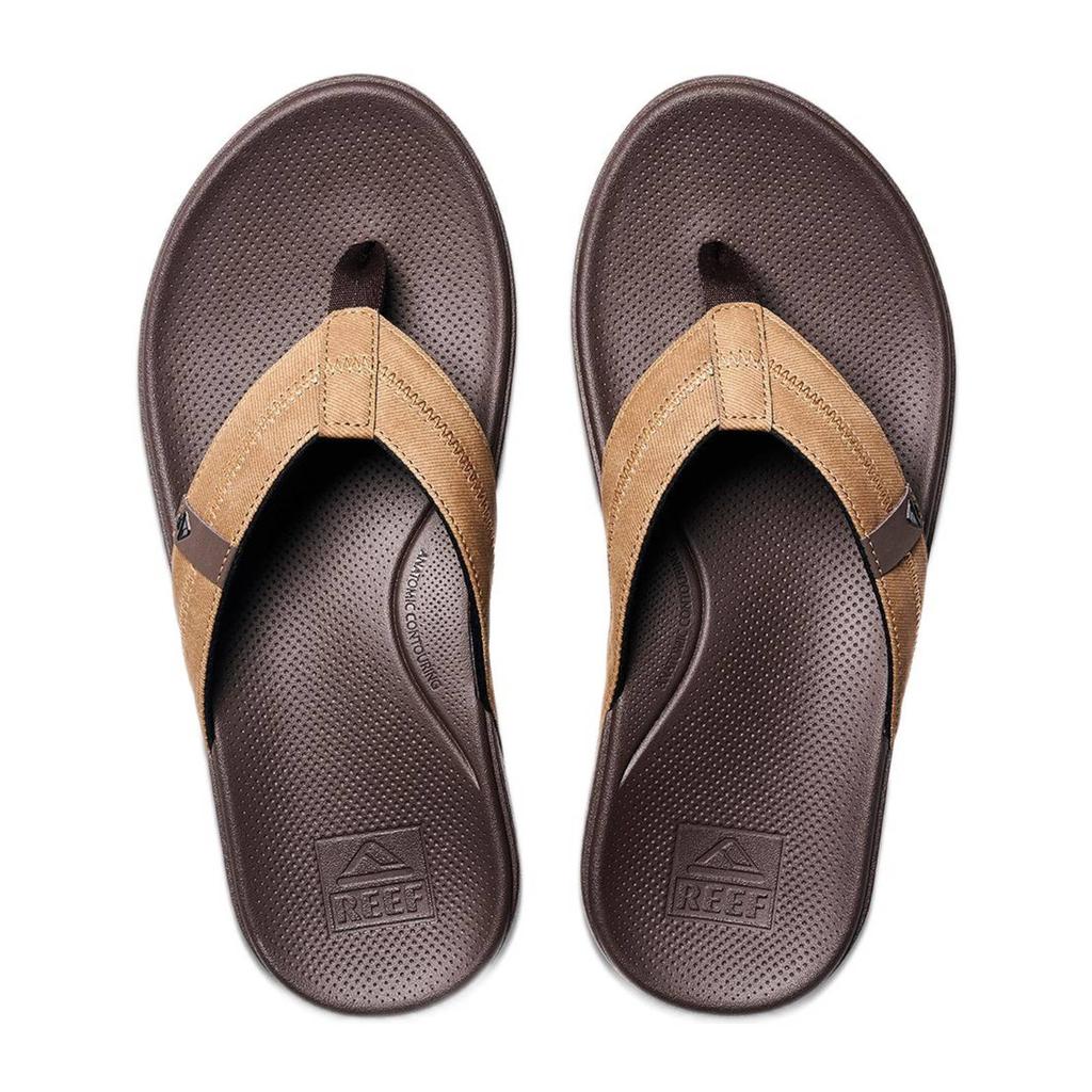 Bruine heren Reef Cushion Phantom 2.0 teenslippers van imitatieleer