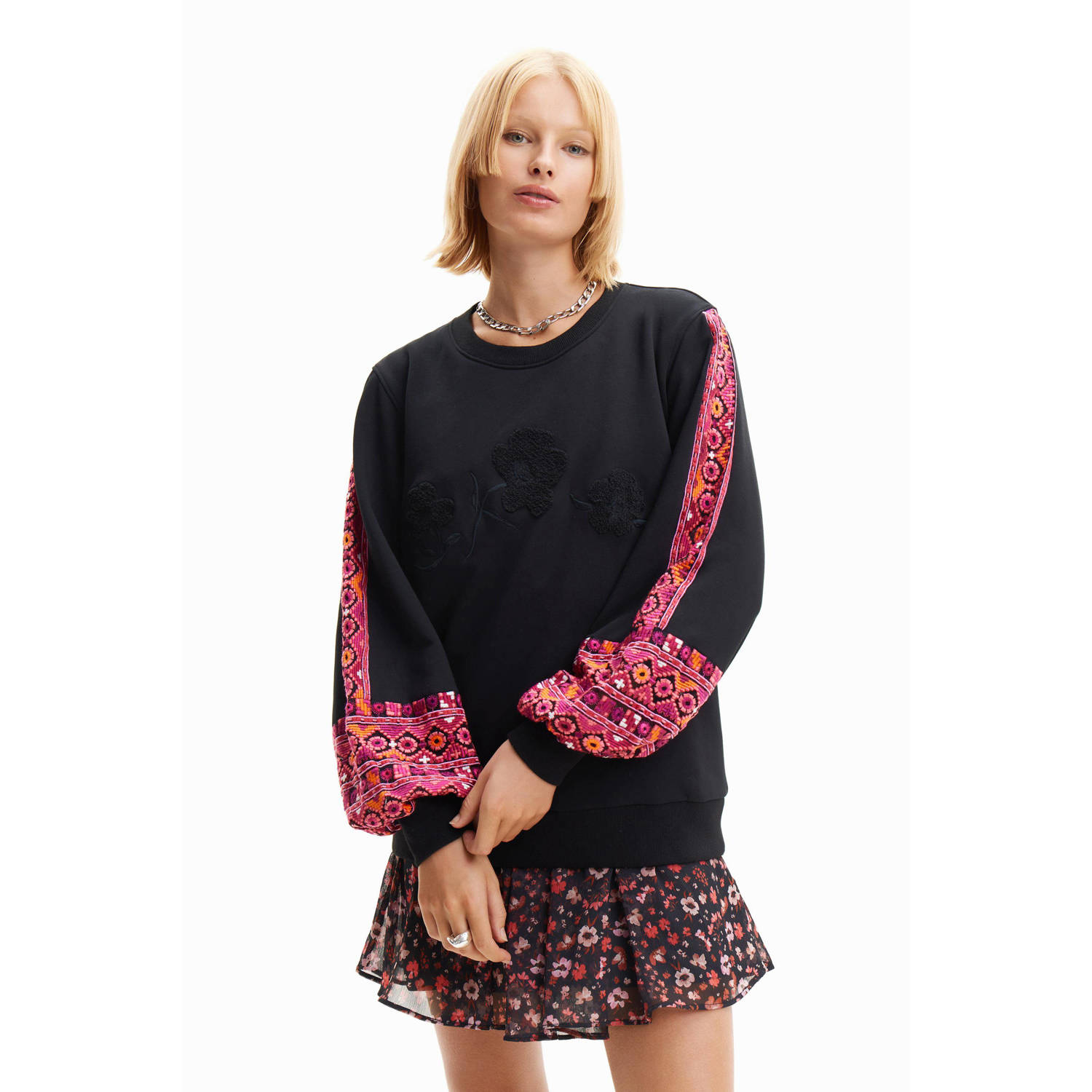 Desigual sweater zwart roze