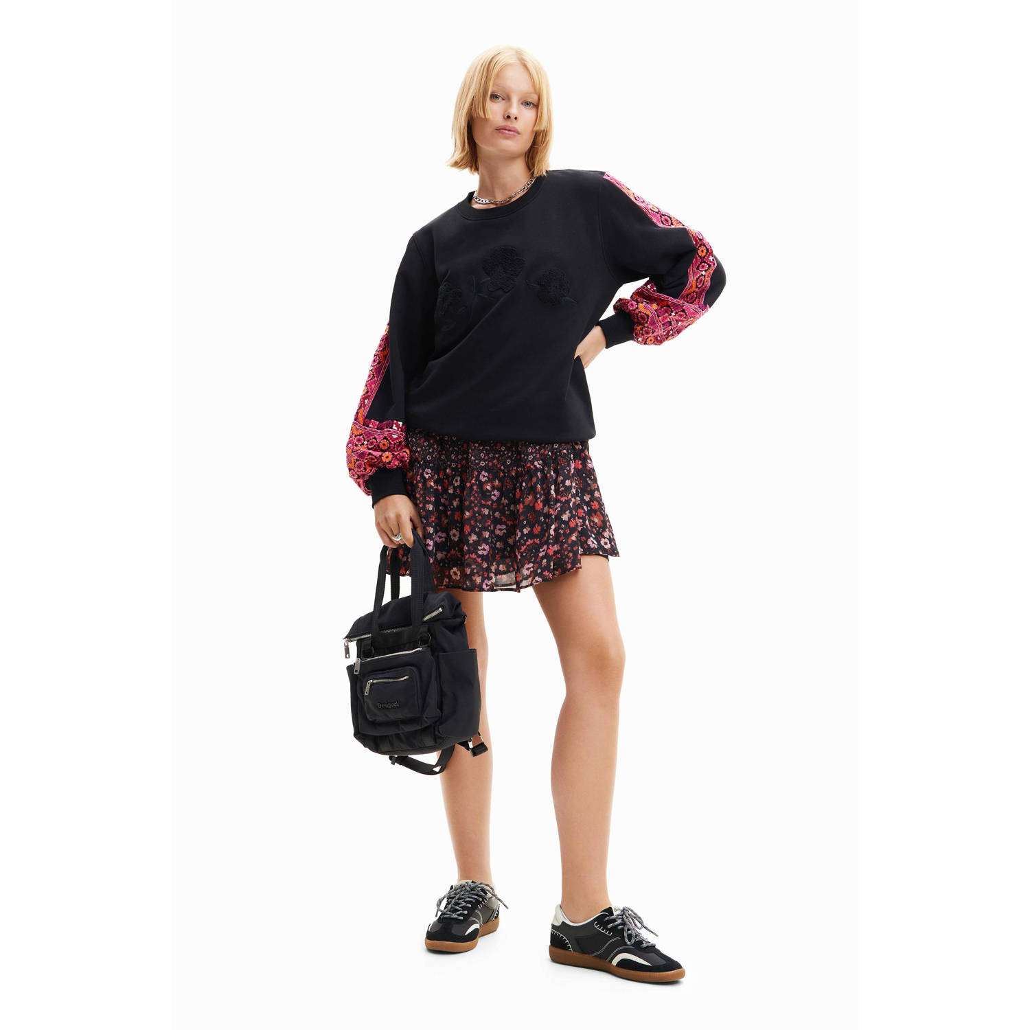 Desigual sweater zwart roze
