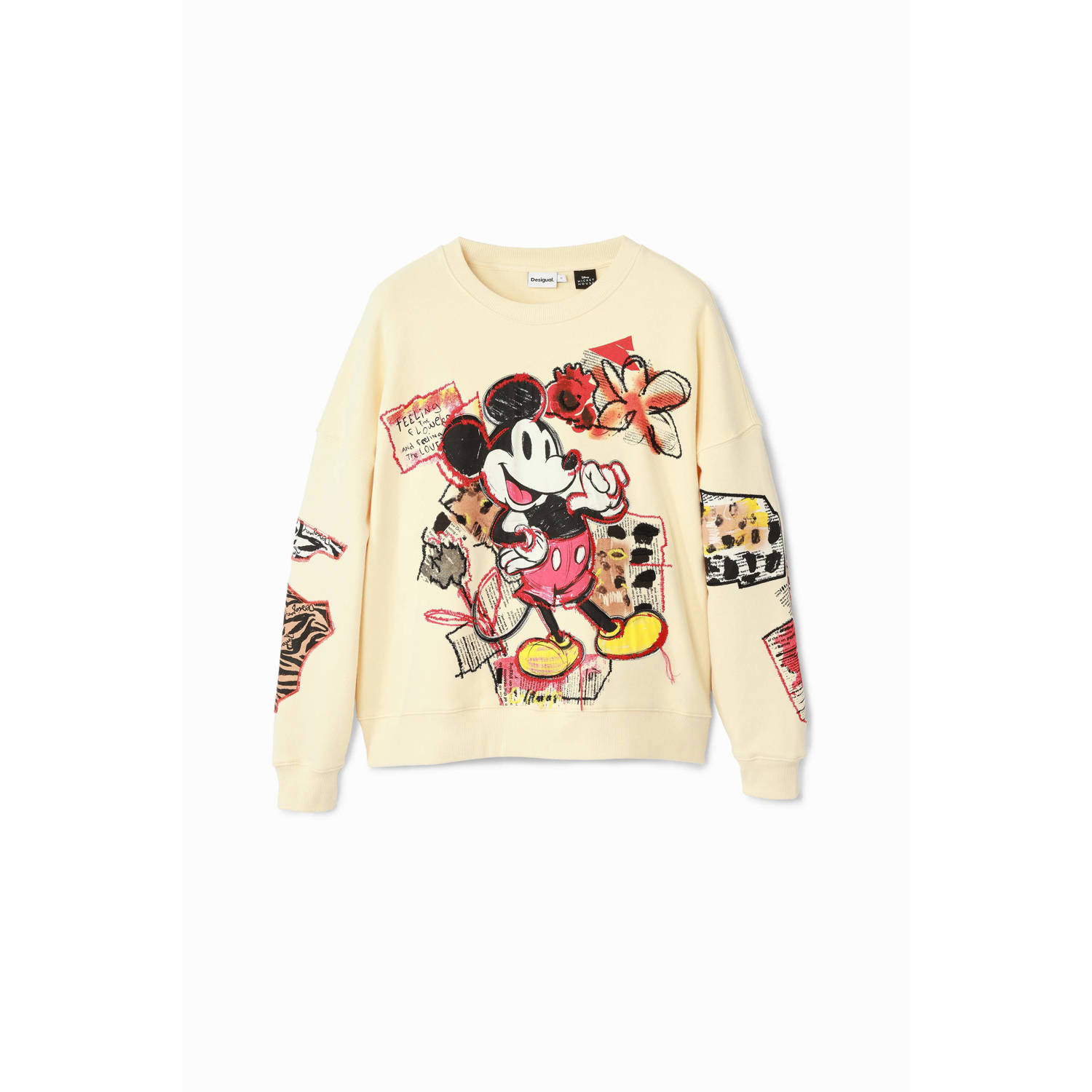 Desigual sweater met mickey mouse print ecru