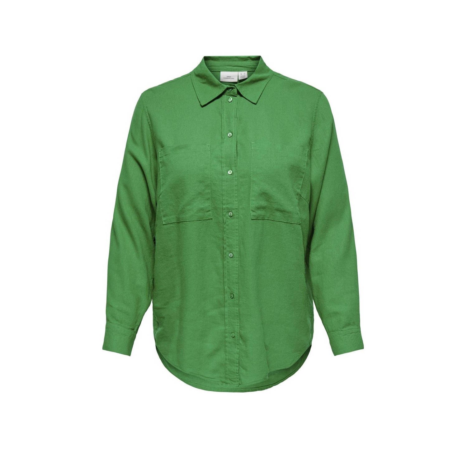 Only Carmakoma Linnen Shirt Groene Bij Green Dames