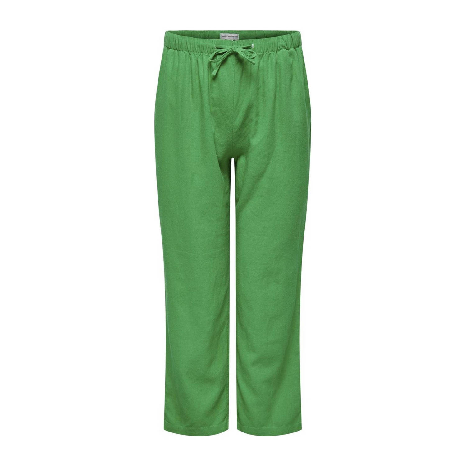 Only Carmakoma Linnen Pull-Up Broek in Groen Green Dames