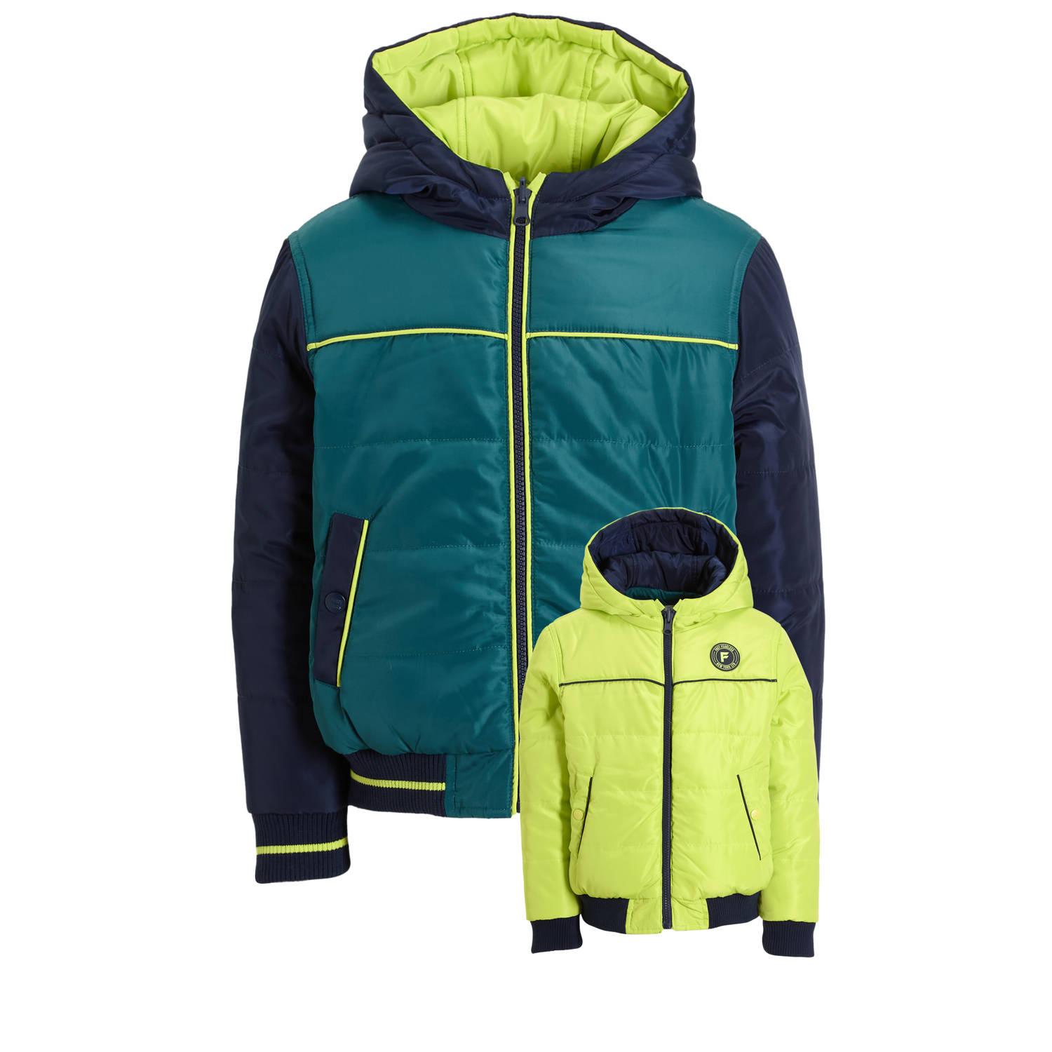 Orange Stars winterjas reversible Rajko fel groen donkergroen