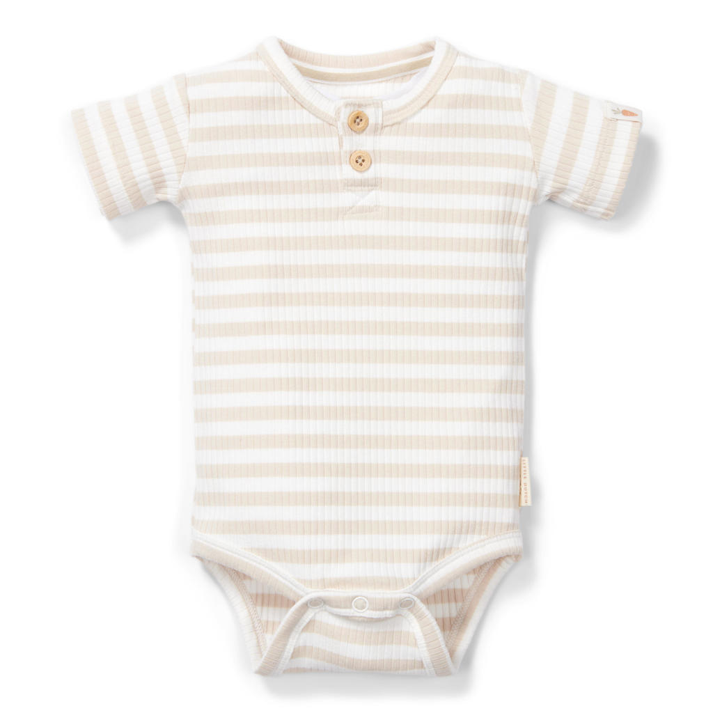 Little Dutch romper met streep print ecru/wit